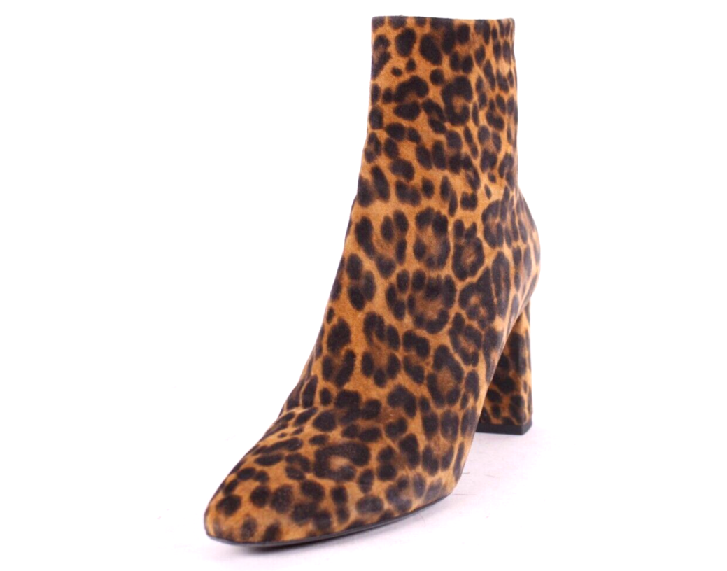 SAINT LAURENT Leopard Print Suede LOULOU Heeled Ankle Boots